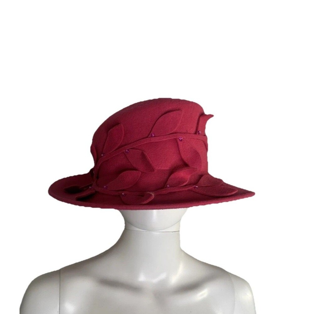 Vintage Betmar Demure Wool Beaded Pink Brim Hat